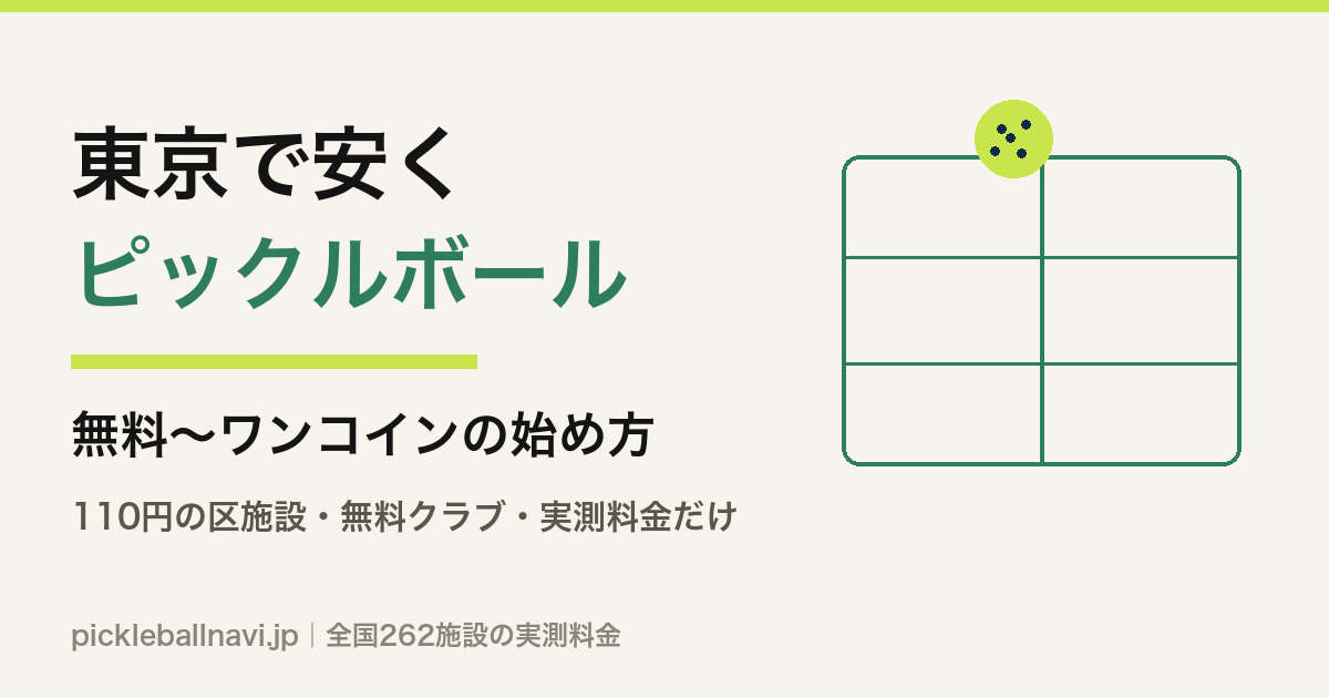 東京で安くピックルボール 無料からワンコインの始め方 110円の区施設や無料クラブ