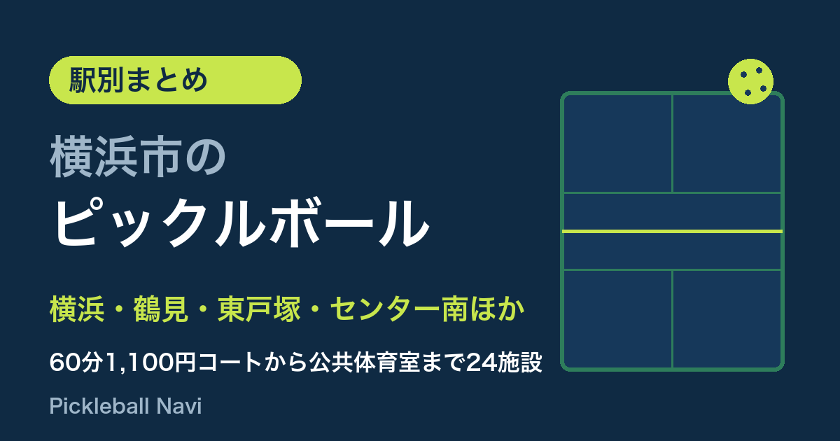 横浜市のピックルボール24施設｜鶴見・東戸塚・青葉区など駅別・区別まとめ｜1人参加OK【2026年8月】
