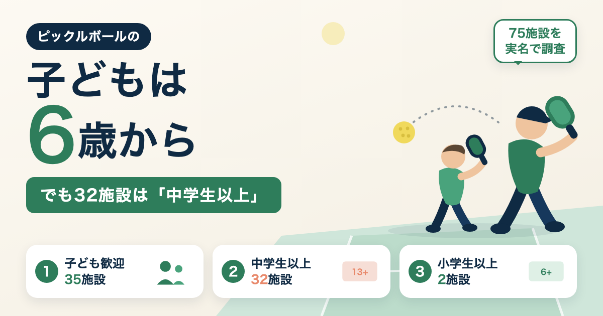 ピックルボールは子供が何歳からできる?全国76施設の受け入れ条件を調査【2026年8月】