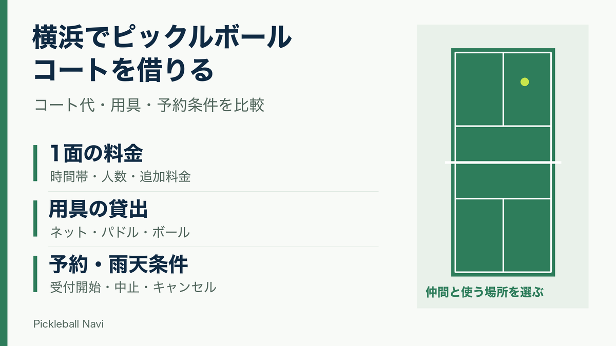 横浜でコートを借りるときの料金・用具・予約条件の比較