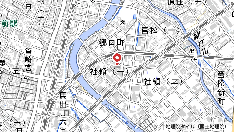 ピヴォーレ福岡の所在地の地図（出典: 地理院タイル／国土地理院）