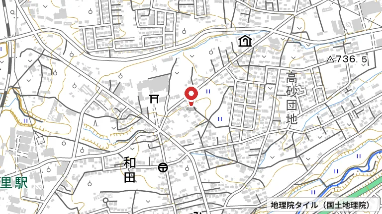 ピックルボールスクエアの所在地の地図（出典: 地理院タイル／国土地理院）