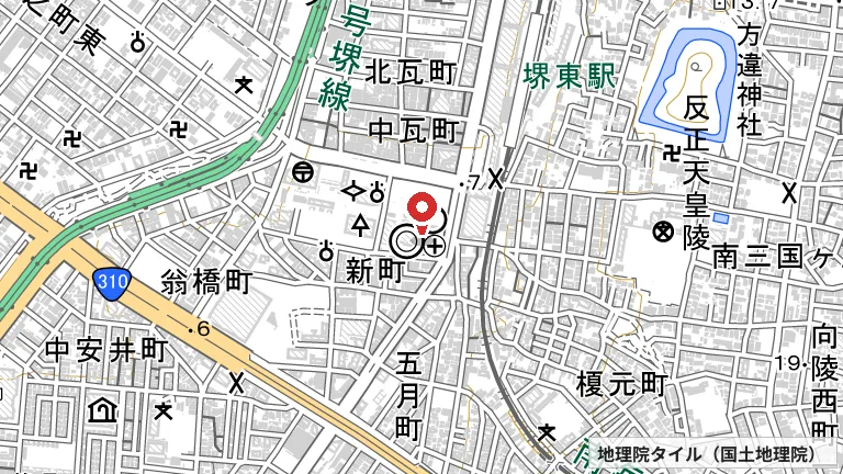 堺ピックルボールの所在地の地図