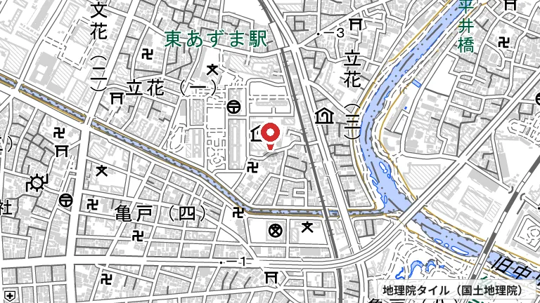 立花体育館の所在地の地図（出典: 地理院タイル／国土地理院）