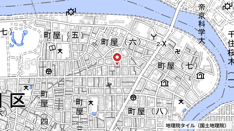 荒木田ふれあい館の所在地の地図（出典: 地理院タイル／国土地理院）