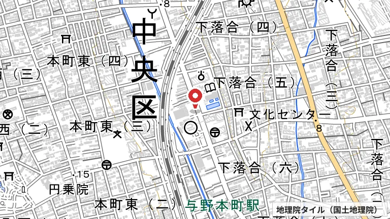 与野体育館の所在地の地図（出典: 地理院タイル／国土地理院）