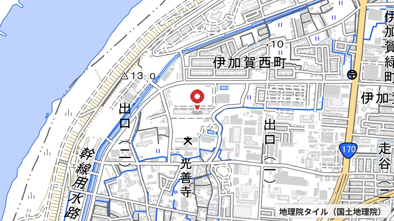 枚方市立伊加賀スポーツセンター（誠信建設工業伊加賀スポーツセンター）の所在地の地図（出典: 地理院タイル／国土地理院）