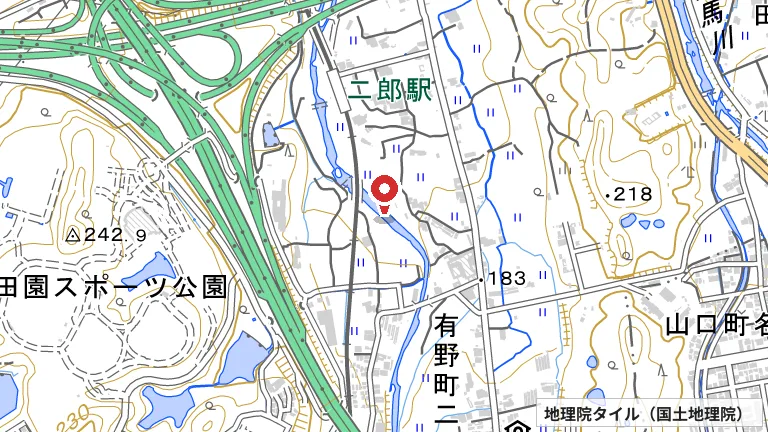 北神戸田園スポーツ公園の所在地の地図（出典: 地理院タイル／国土地理院）