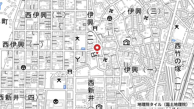 伊興地域学習センターの所在地の地図（出典: 地理院タイル／国土地理院）