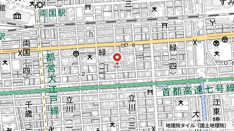 墨田区みどりコミュニティセンターの所在地の地図（出典: 地理院タイル／国土地理院）
