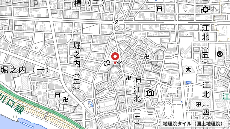 江北地域学習センターの所在地の地図（出典: 地理院タイル／国土地理院）