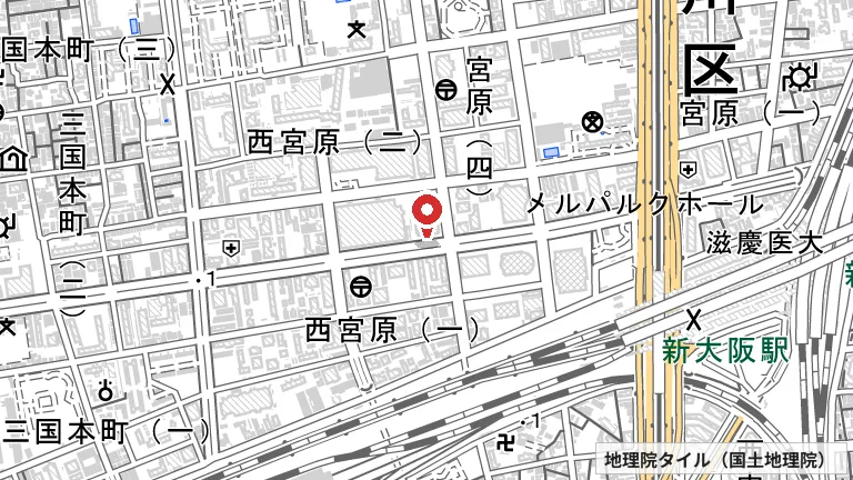 大阪市立淀川スポーツセンターの所在地の地図（出典: 地理院タイル／国土地理院）