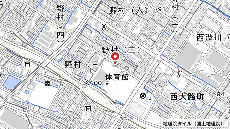 くさつシティアリーナの所在地の地図（出典: 地理院タイル／国土地理院）