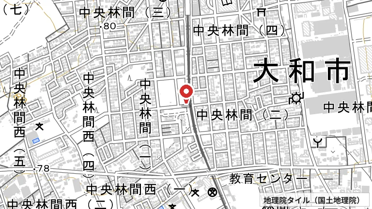 大和市市民交流拠点ポラリスの所在地の地図（出典: 地理院タイル／国土地理院）