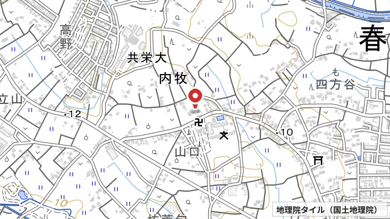 内牧市民センター（内牧地区公民館）の所在地の地図（出典: 地理院タイル／国土地理院）