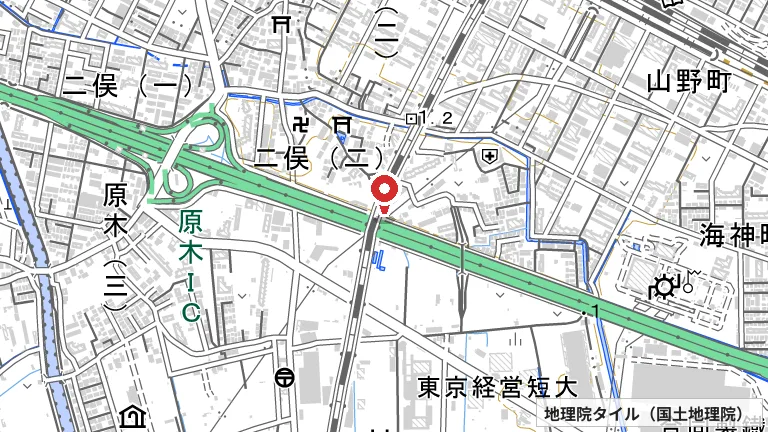 I・Sテニスクラブの所在地の地図（出典: 地理院タイル／国土地理院）