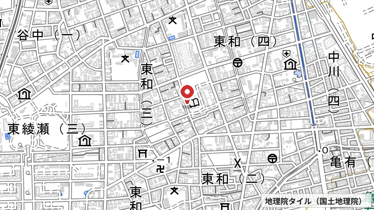 足立区東和地域学習センターの所在地の地図