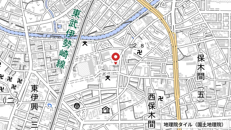 足立区スイムスポーツセンター（うきうき館）の所在地の地図（出典: 地理院タイル／国土地理院）