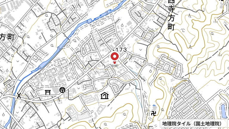 恩方市民センターの所在地の地図（出典: 地理院タイル／国土地理院）
