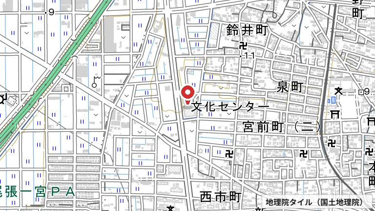 岩倉市総合体育文化センター（アデリア総合体育文化センター）の所在地の地図（出典: 地理院タイル／国土地理院）