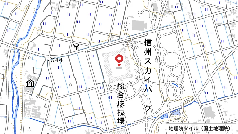 長野県松本平広域公園（信州スカイパーク）体育館の所在地の地図（出典: 地理院タイル／国土地理院）