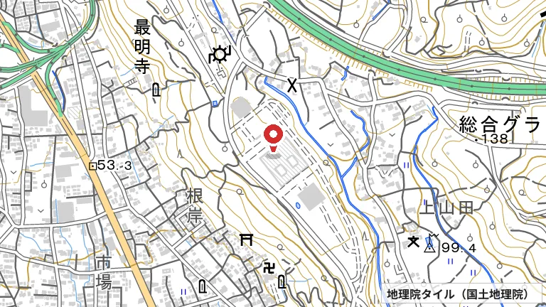 BIOTOPIAの所在地の地図（出典: 地理院タイル／国土地理院）